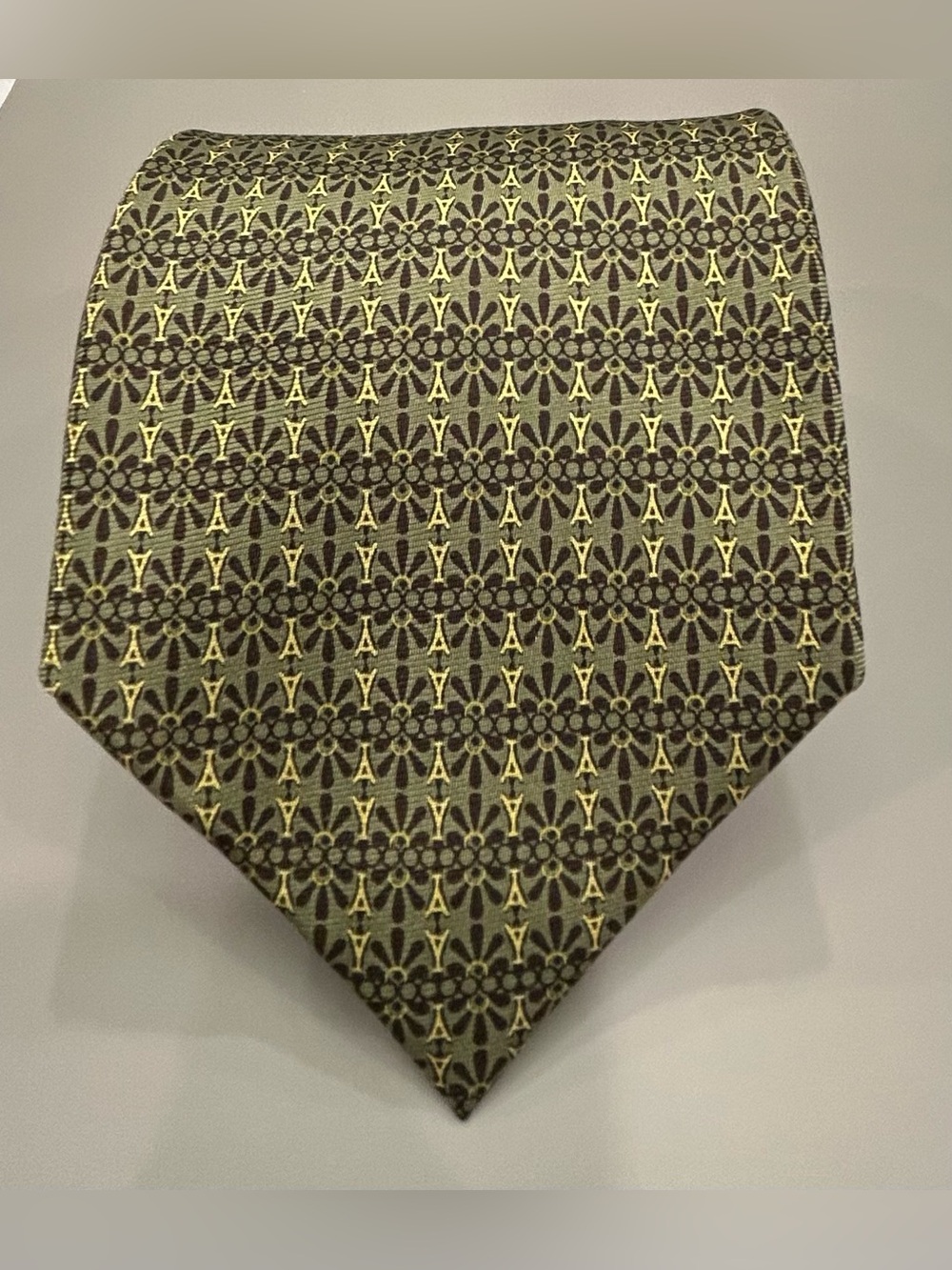 Vintage 90’s Metropolitan Museum of Art Green Patterned Men's Tie 100% SOIE Silk